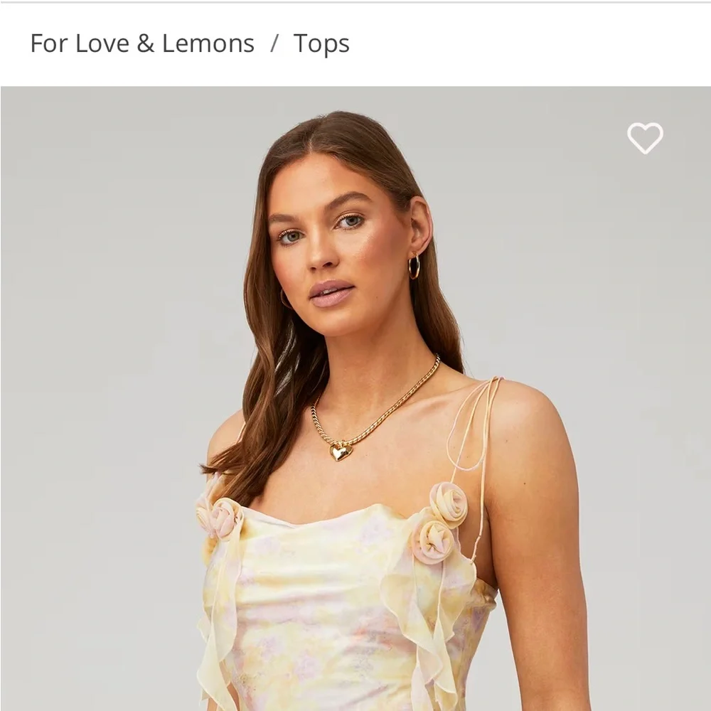 For Love & Lemons Floral Chiffon Camisole Top Rosette Strap Tank - Picture 5 of 5